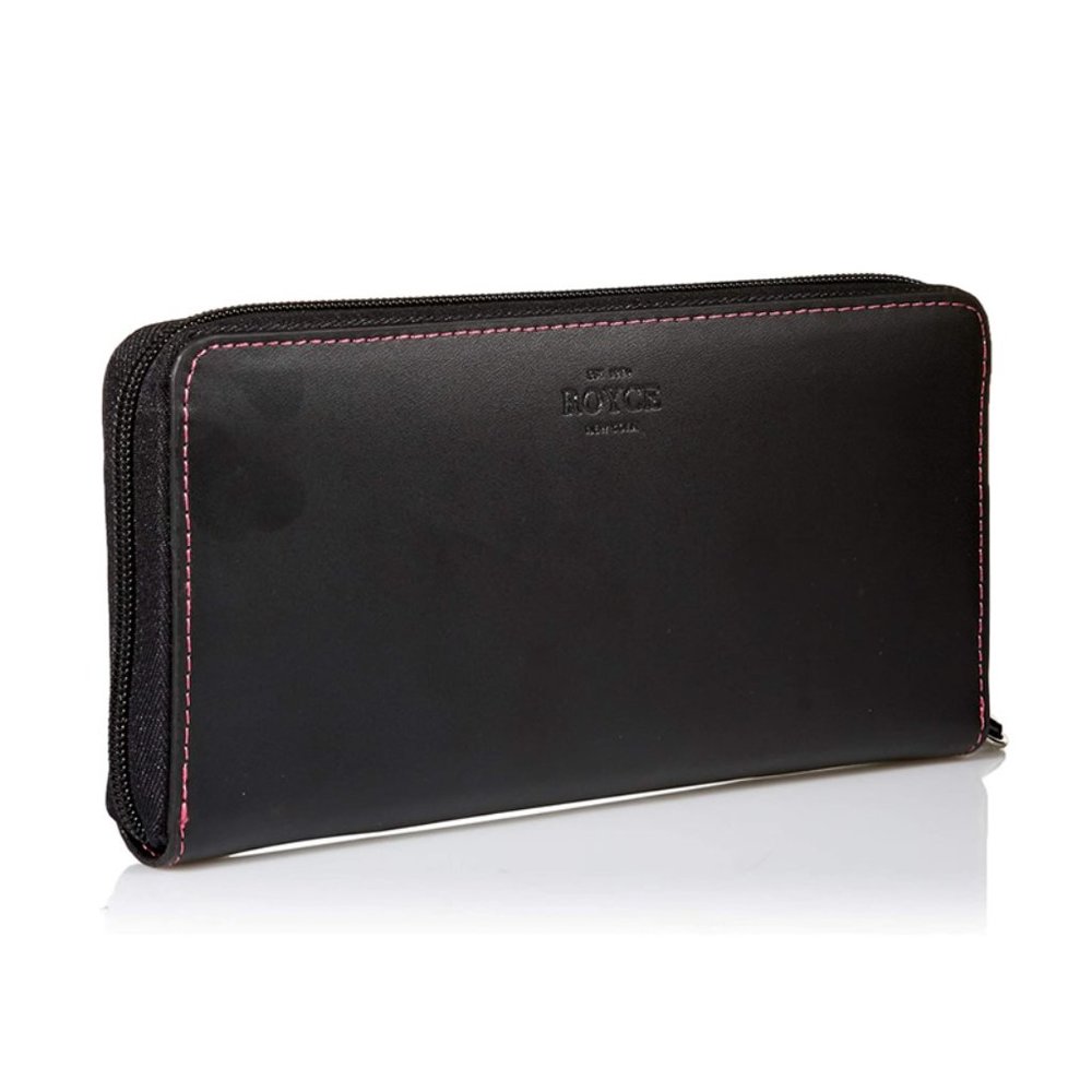 Royce New York Black Smooth Leather Zip-Around Continental Wallet